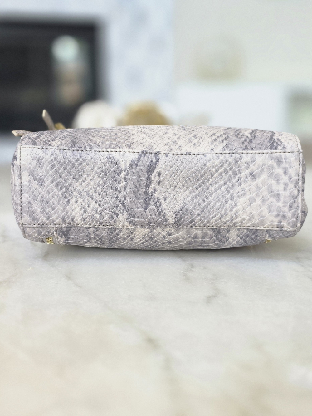 Nicole by Nicole Miller Faux Snakeskin Satchel Crossbody Purse Gray - Picture 5 of 13